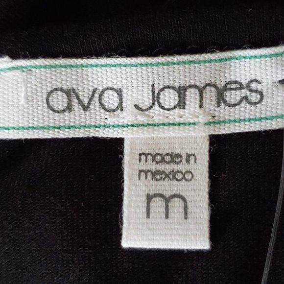 Ava James Mixed Media Black Patchwork Look 3/4 Sleeve Top NEW NWT Size M - Picture 5 of 6